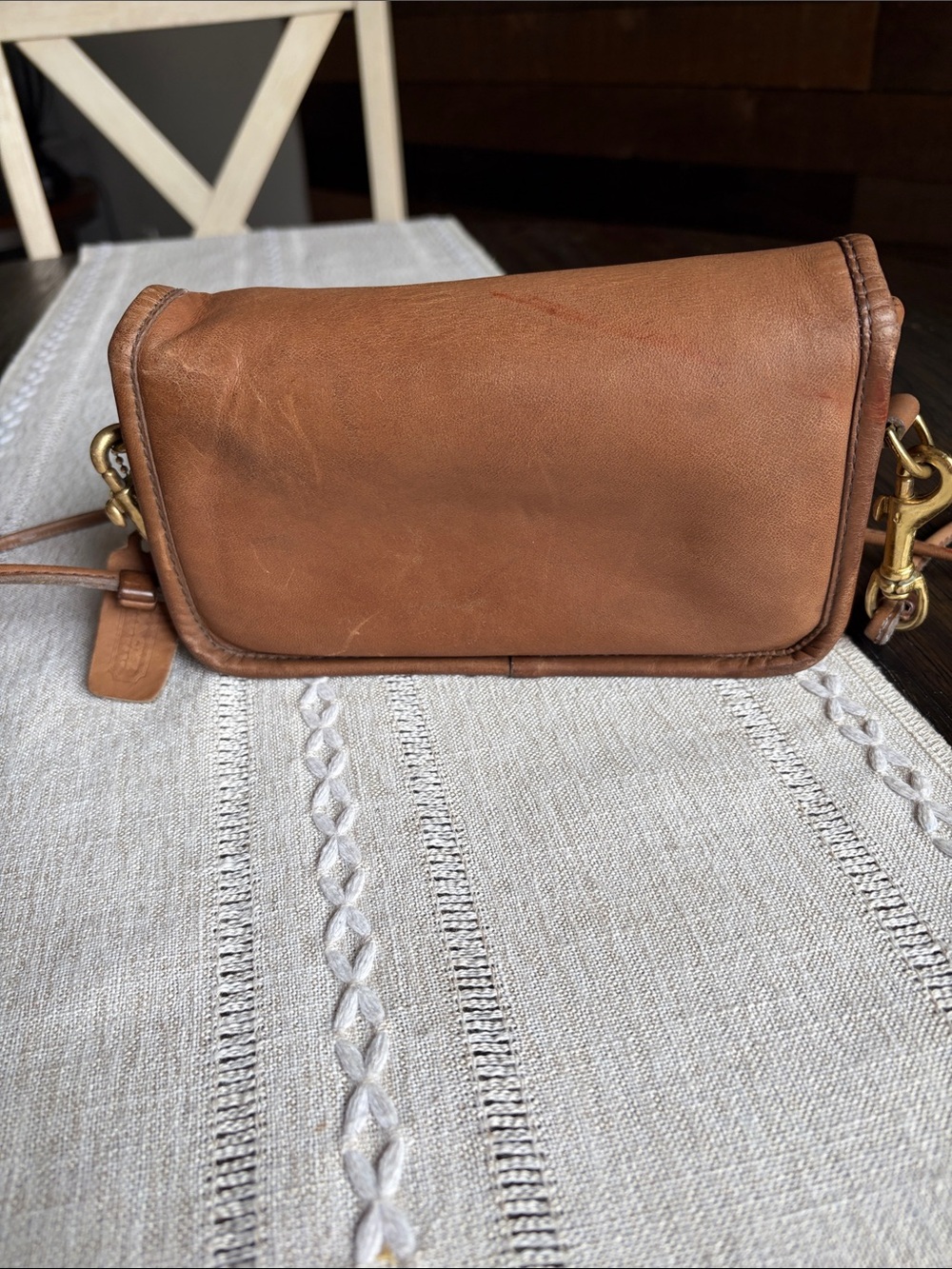 Vintage 1980’s Coach Pocket Purse British Tan Leather W/Original Hangtag! - Picture 2 of 10